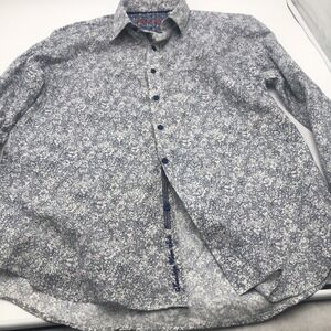Robert Graham XL‎ Mens Long Sleeve Shirt Blue Floral Design Blu Buttons Preowned
